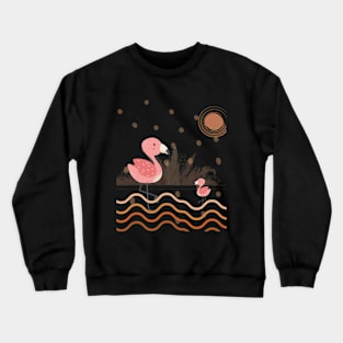 Beautiful Flamingos Watercolor Boho Art Crewneck Sweatshirt